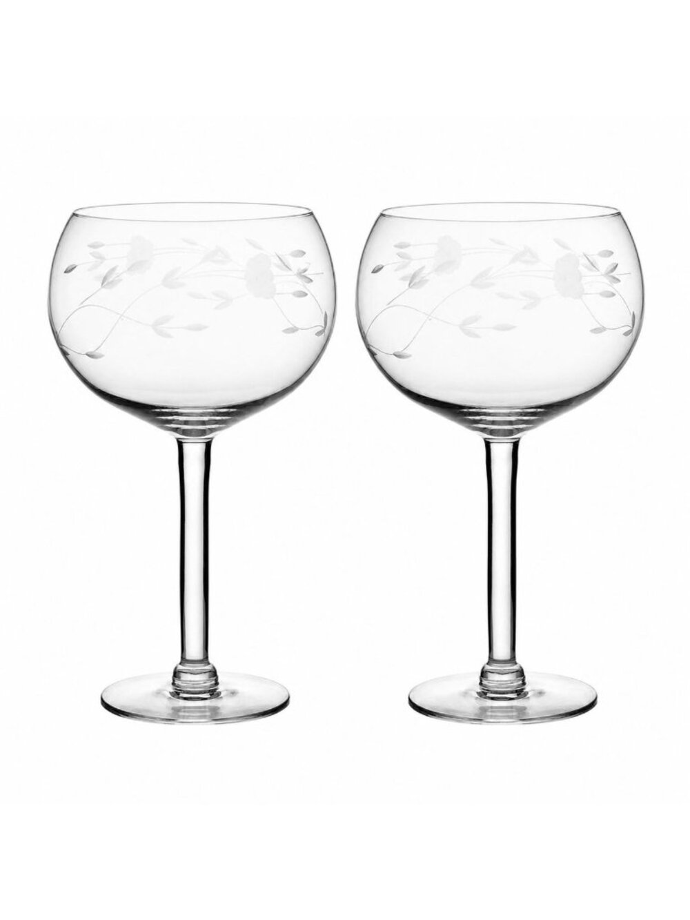 Pair Heritage Princess House Crystal Balloon Wine Glass Glasses (439) 7 5/8" T
